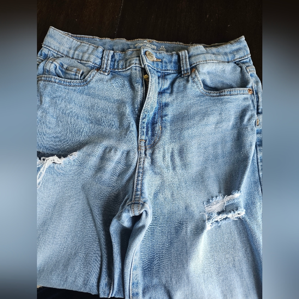 Light Blue Distressed Straight legWomen’s Jeans - Picture 9 of 16